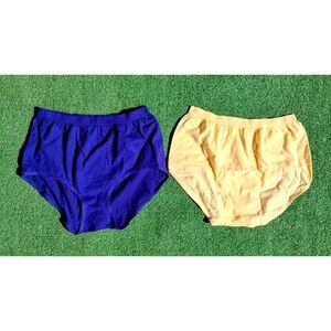 Vintage Jockey Women's Sz 5 Sun Yellow+Navy Cotton Underwear Panties 2pc Set NOP